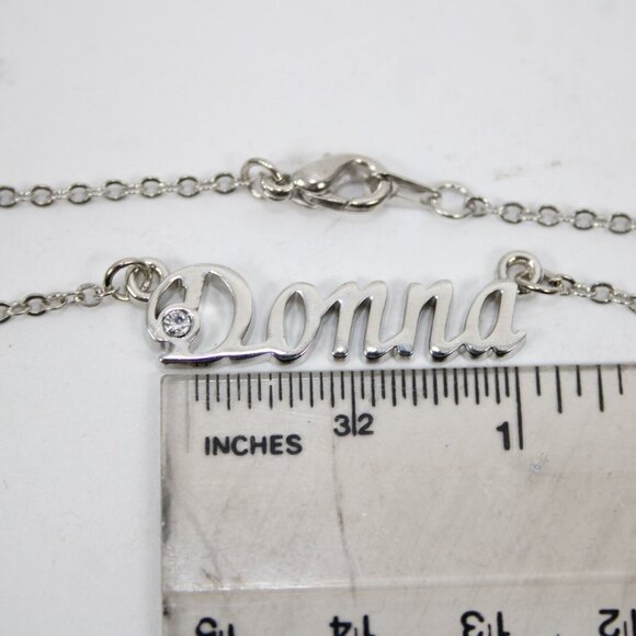 DONNA Name Silvertone Rhinestone 14.5" w 4.5" Multi Ring Ext Necklace - Picture 12 of 12